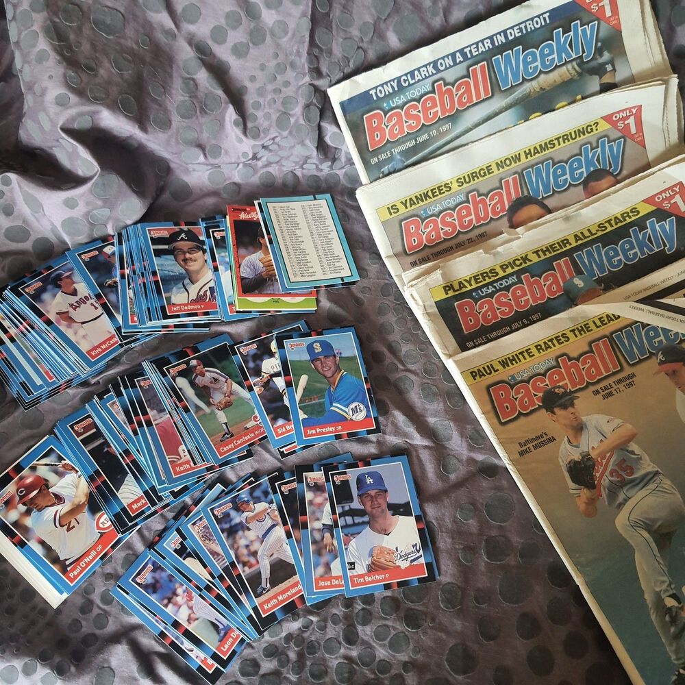 Lot Of 170+ 1987 DonRuss Baseball Cards + 4 1997 Baseball Weekly Magazines